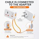 TESSAN Universal Travel Adapter, 20W GaN Fast Charging International Travel Adapter, Type-C PD & QC 3.0 USB-A, Built-in 30cm USB-C Cable, for Laptop, Phone & MacBook gallery image