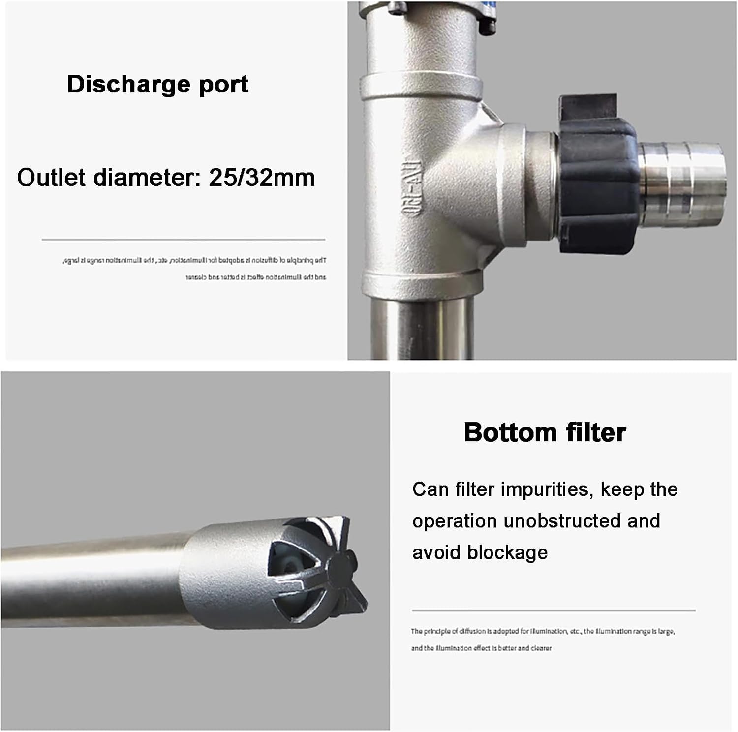 Bomba química neumática – Bomba de pistón de acero inoxidable para líquidos viscosos de alta temperatura, caudal: 10 l/min, presión de trabajo: 0,8 MPa, diámetro de salida: 25/32 mm