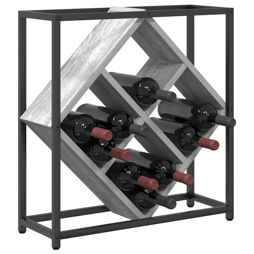 Portabottiglie in legno per 16 bottiglie, grigio Sonoma, moderno scaffale per bottiglie con spazio portaoggetti, portabottiglie salvaspazio per cucina, sala da pranzo, soggiorno e cantina