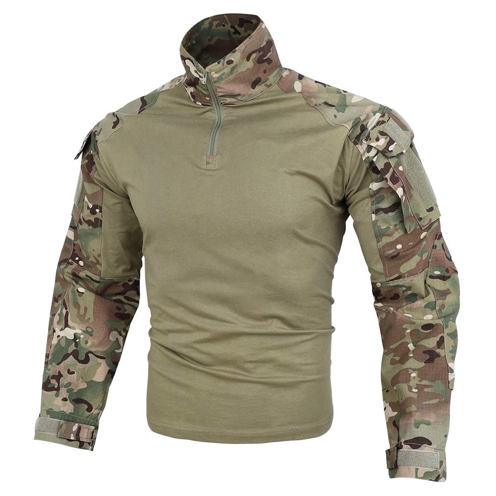 Hommes Tactique T-Shirt avec Coudières G3 Chemises de Combat pour Chasse Militaire Airsoft (MC, XXL)