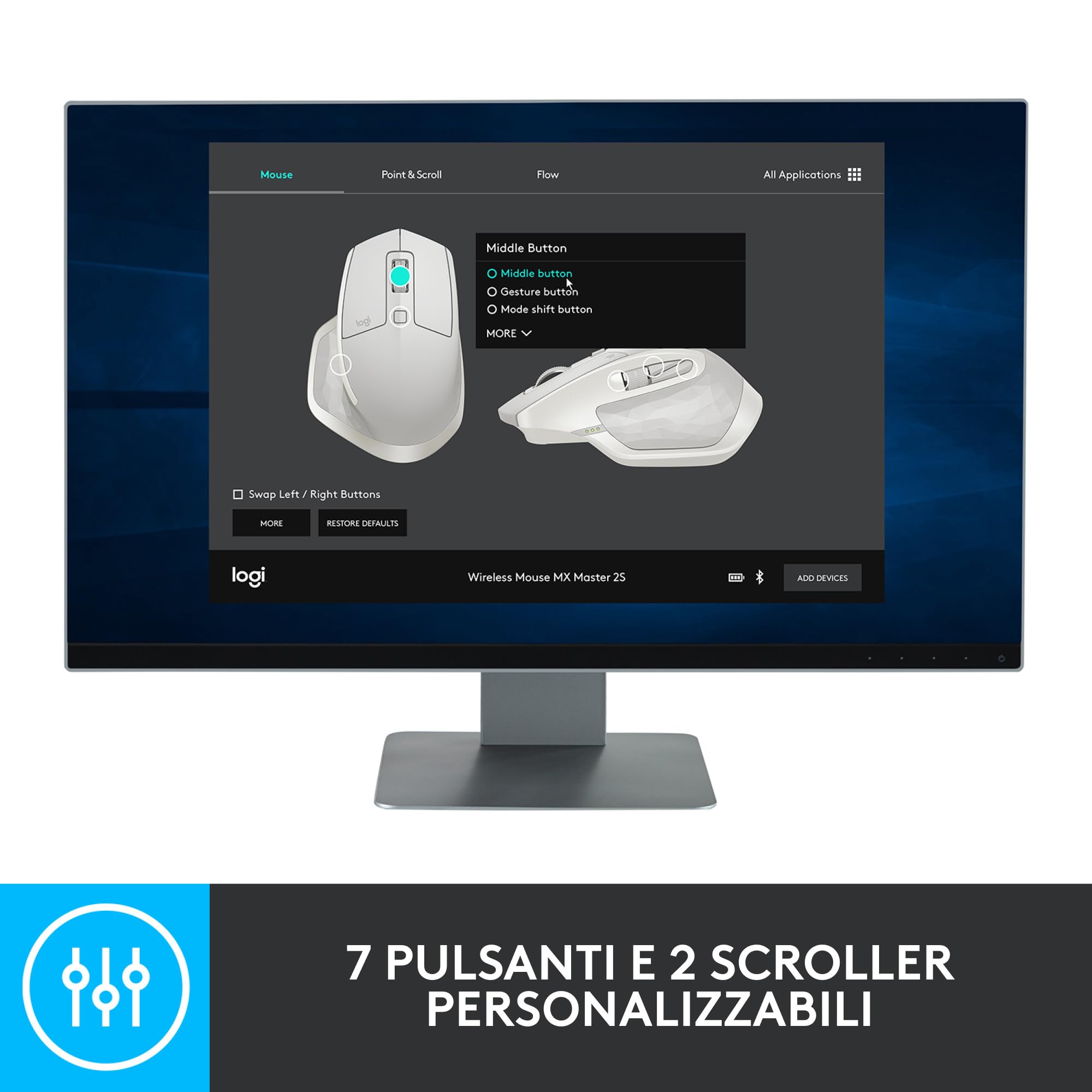 Logitech MX Master 2S Bluetooth Edition Wireless Mouse, desplazamiento superrápido, multisuperficie, ergonómico, recargable, se conecta a 3 ordenadores Mac/PC - Grafito