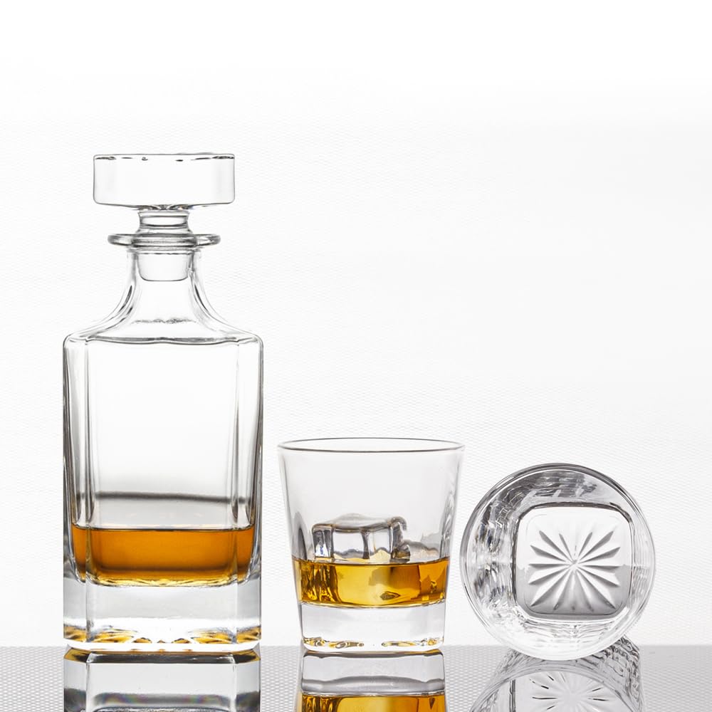 Kwadratowa karafka do whisky z 2 szklankami w pudełku