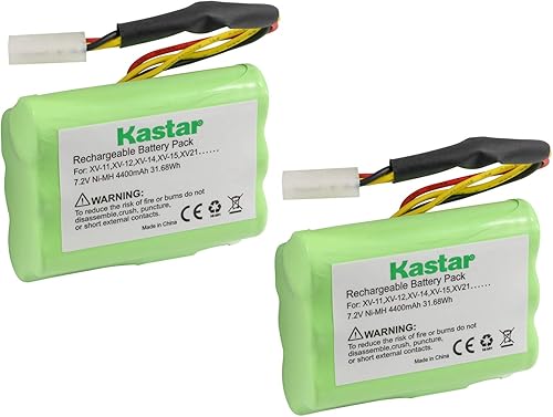 Kastar Batería XV11 (paquete de 2), Ni-MH 7.2V 4400mAh, repuesto para aspiradoras robóticas Neato XV-11 XV-12 XV-14 XV-15 XV-21 XV-25, XV Essential,