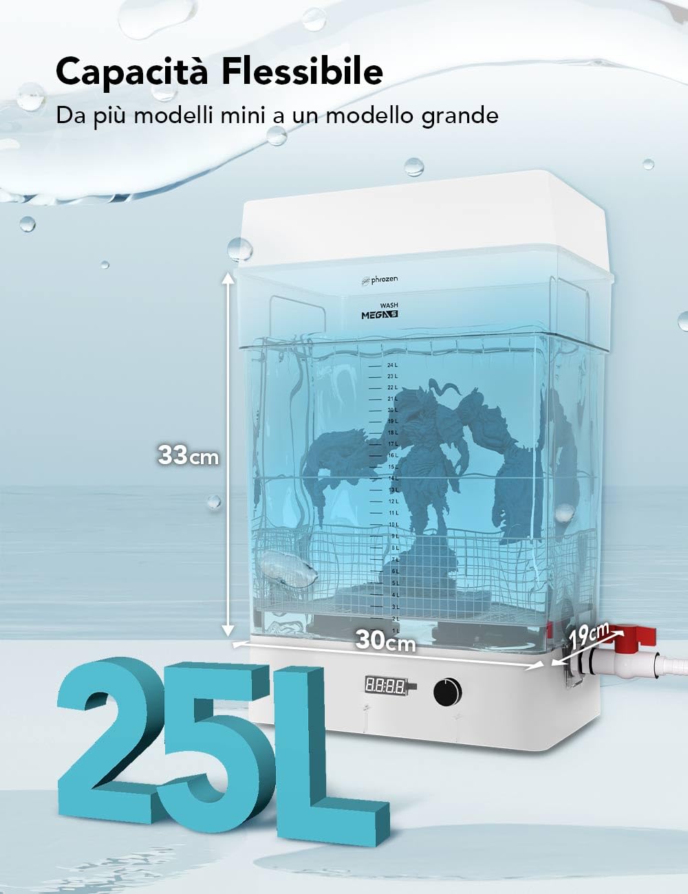 Phrozen Wash Mega S Bundle avec Cure Mega S et Gants d'impression 3D Professionnels
