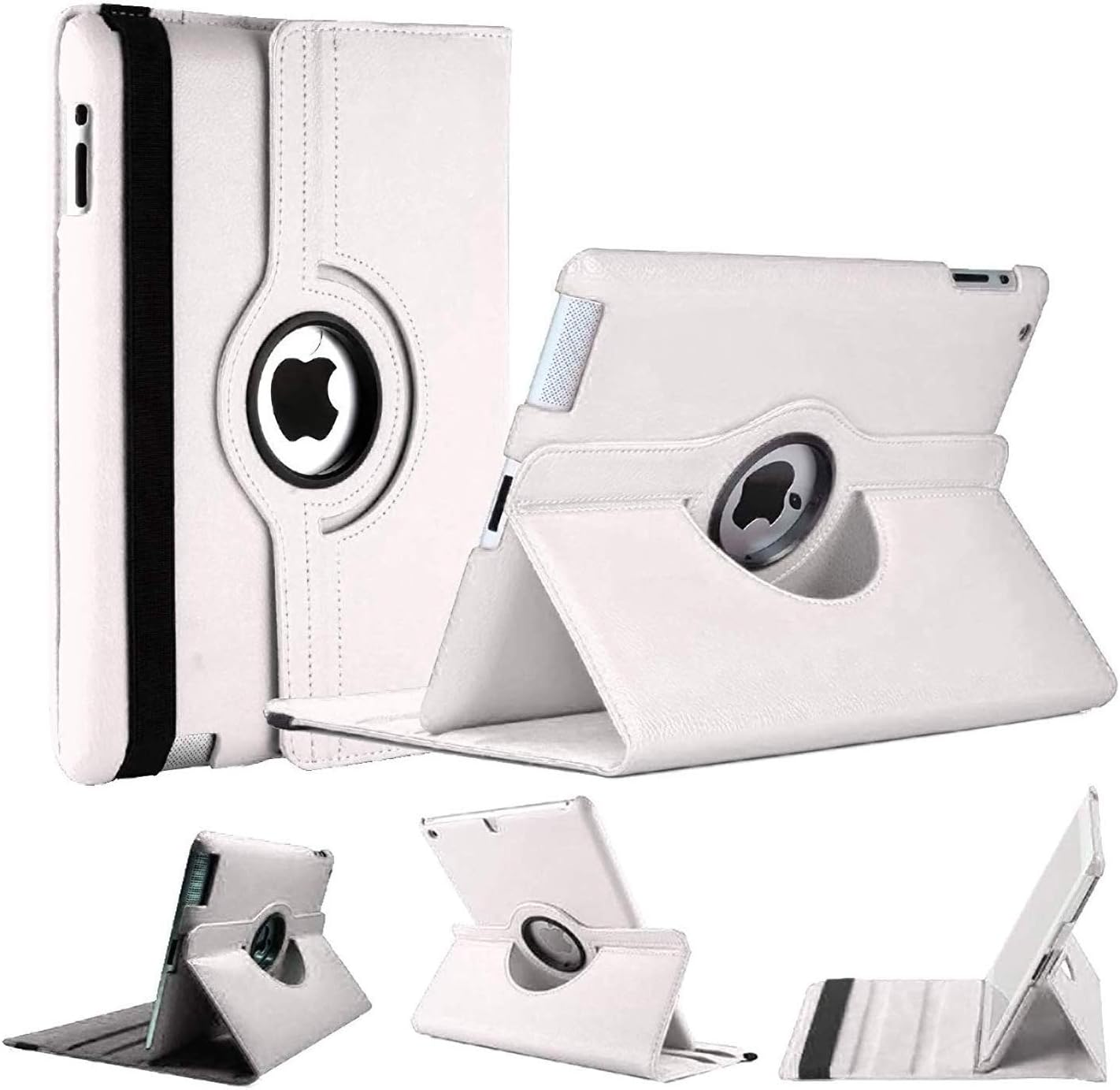 World Biz 360 Rotation Case for iPad Pro 12.9" (2015-2017) (1st / 2nd Generation) Shockproof PU Leather Book Style Flip Folio 360° Rotating Protection Cover With Folding Stand Function (White)