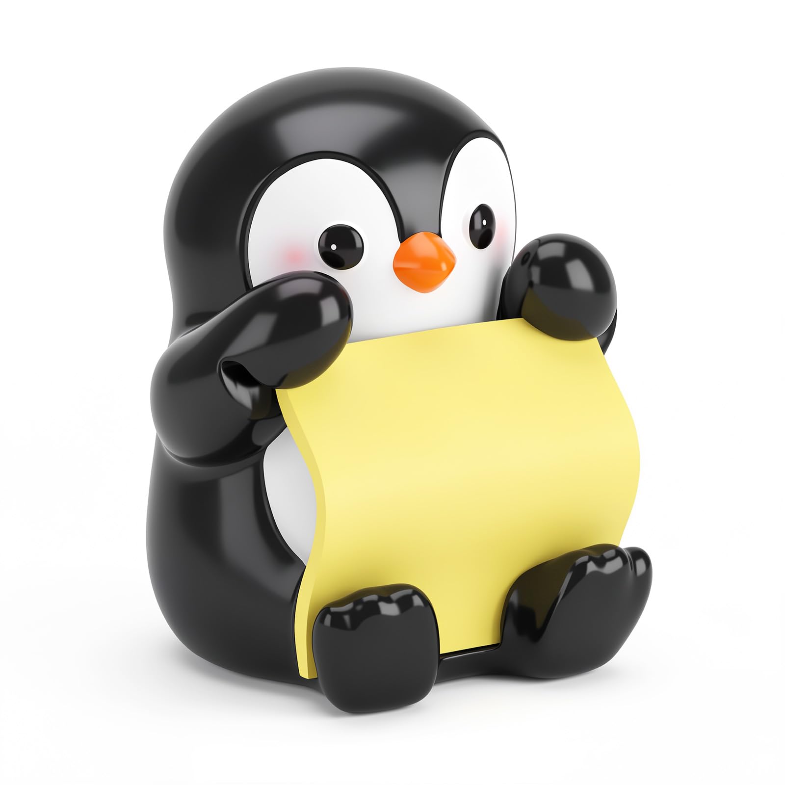 Crtiin Dispenser per note adesive a forma di pinguino, 50 fogli, 7,6 x 7,6 | Note estraibili gialli, dimensioni compatte, 15,2 x 10,2 x 6,9 cm, decorazione da scrivania a forma di pinguino