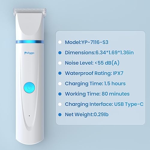 Miniatura 7 de Kit de aseo 3 en 1 para perros y gatos  Cortapelos inalámbrico recargable para mascotas con molinillo de uñas y recortador de patas y 5 peines guía,
