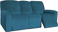Vista 9 de Easy-Going Fundas de terciopelo para sofá reclinable de 8 piezas, fundas para sofá reclinable de 3 plazas, gruesas, suaves y lavables (sofá, gris)
