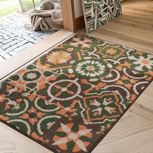 BEQHAUSE Dirt Trapper Door Mat 20" x 32", Doormat Non-Slip Entryway Rugs Washable, Dog Door Mat Stain Resistant and Absorbent Welcome Floor Mat for Front Back Door, Mud Wet Shoes & Paws, Bei