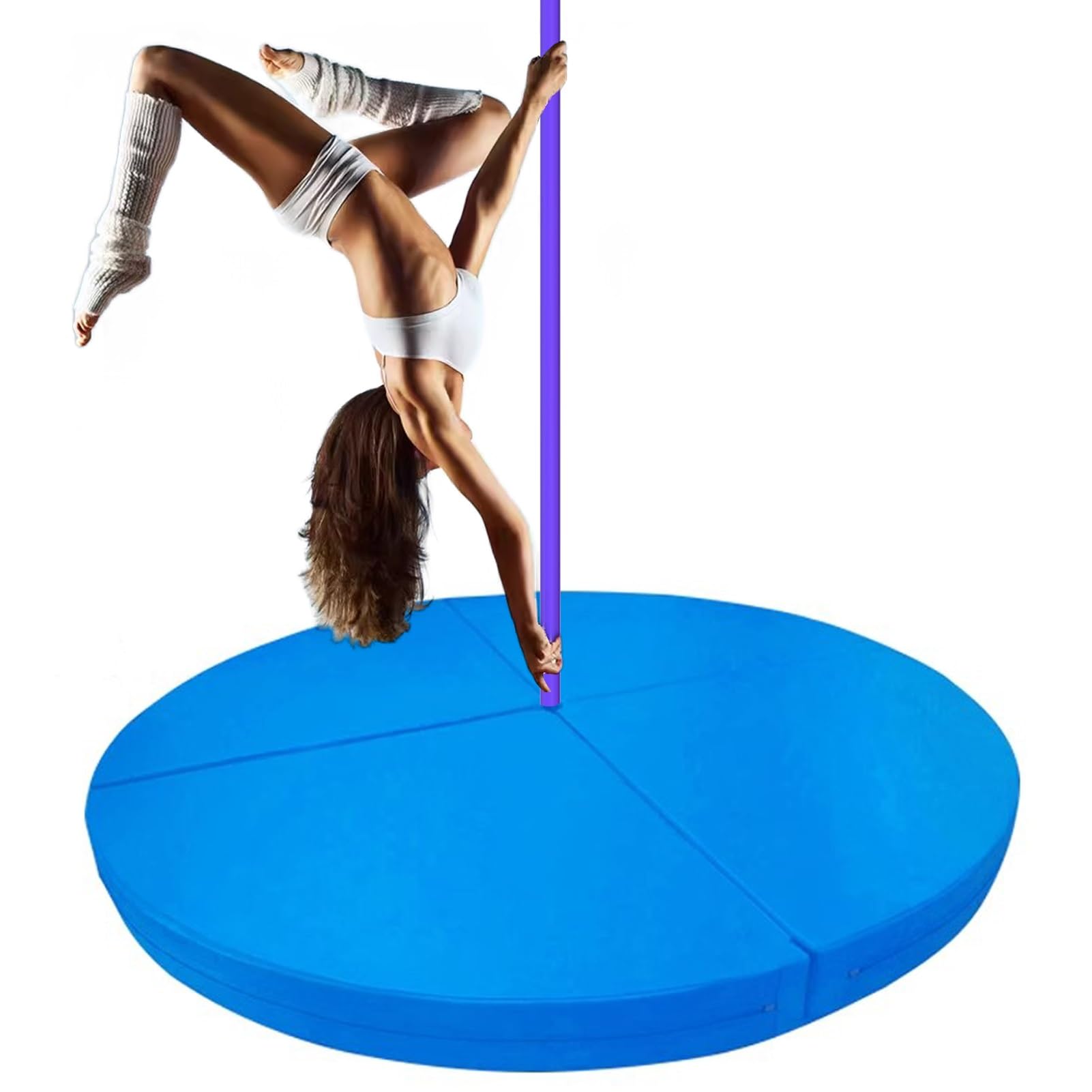 Tapis de pole dance pliable bleu 150 cm x 3 cm pour fitness aérien