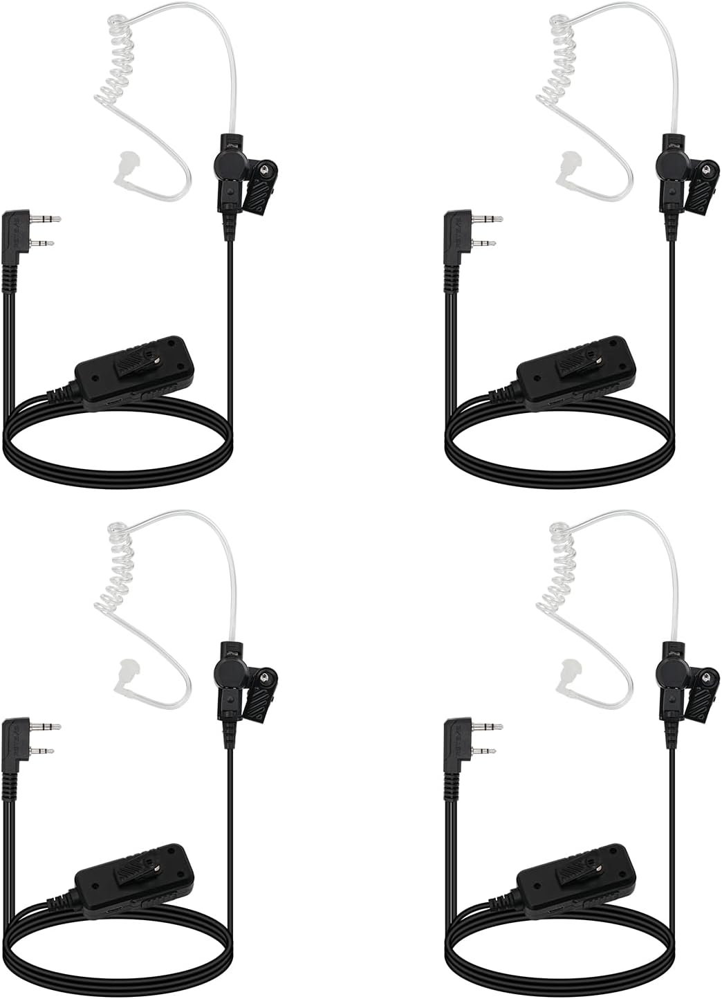 Retevis AI Active Noise Cancelling Two Way Radio Earpiece, Rechargeable, for RT22 RT21 H-777 RT68, Compatible with Pxton Baofeng BF-888S Kenwood Walkie Talkie, Walkie Talkie Earpiece with Mic(4 Pack)