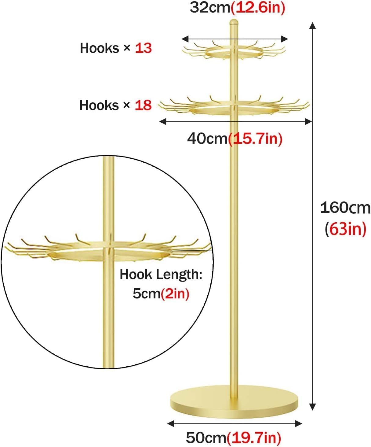 Corner Display Holder for Ties/Bags/Socks, Retail Store/Small Space/Rotatable Belt Organizer Rack with 360° Swivel Hook, Commercial/Home(White)
