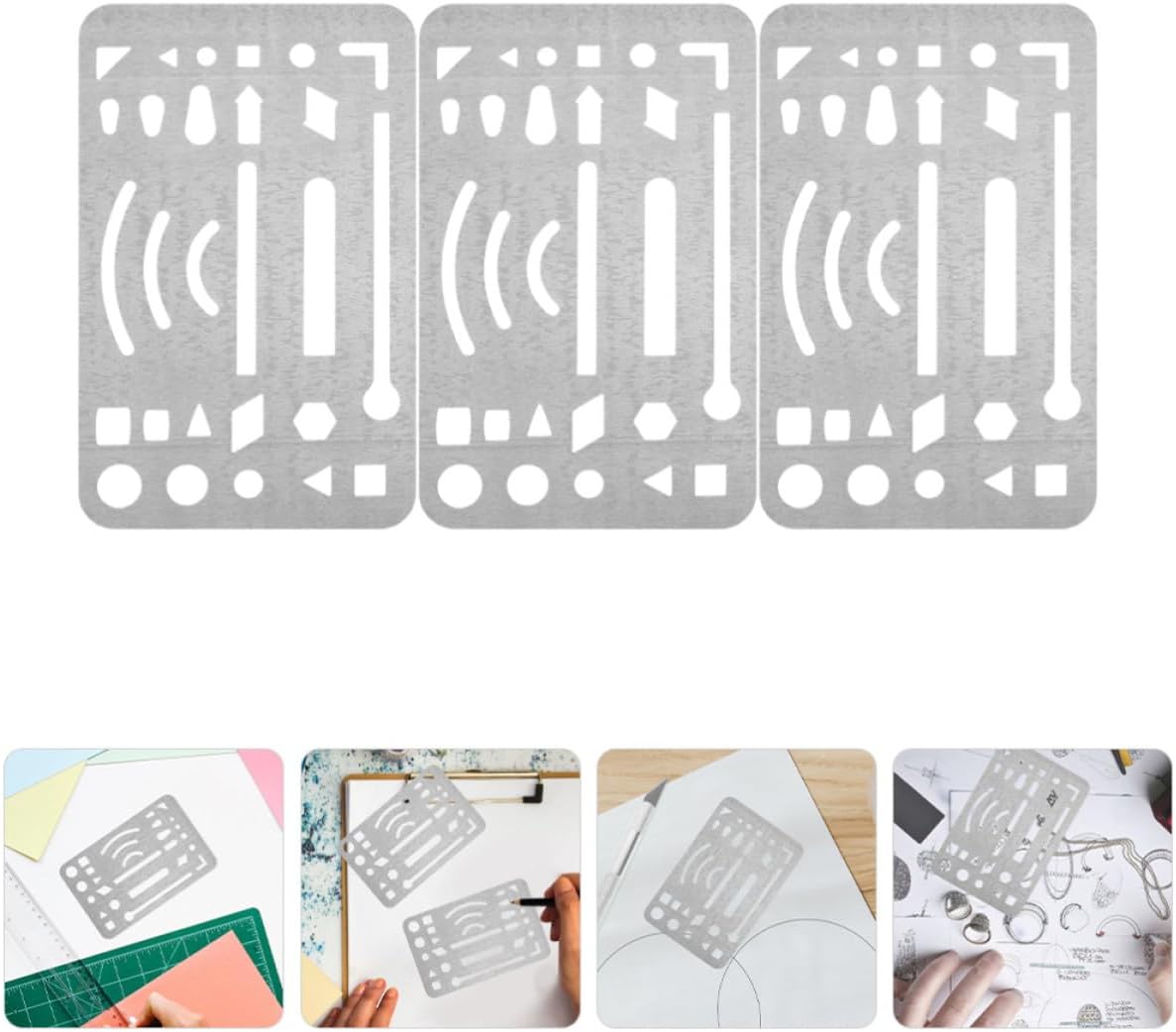 3pcs Stainless Steel Erasing Shield Template for Drawing Drafting