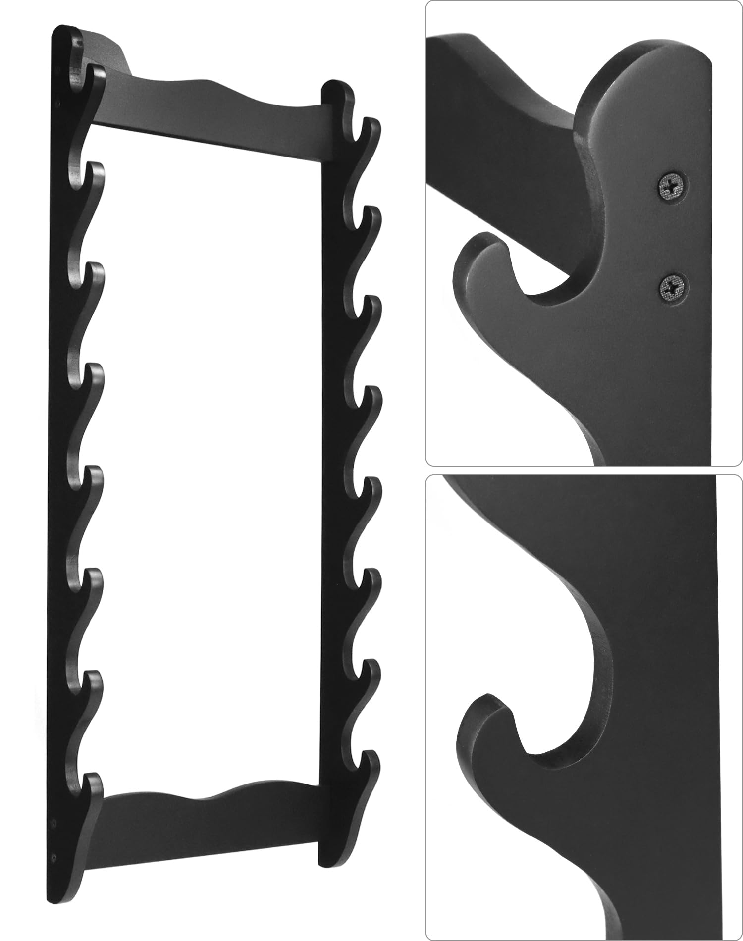 QWORK Soporte de espada de 8 niveles, soporte Katana, soporte de pared Katana, espadas, cañas de pescar y flautas