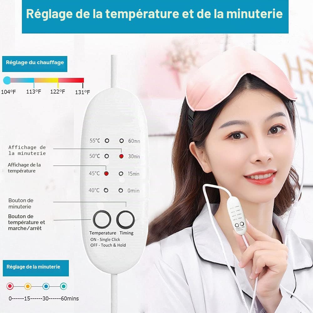 Masque Yeux Chauffant, PJYU Masque pour les Yeux pour Sécheresse Oculaire, Compresse Chaude Yeux Parfaits pour les Yeux Gonflés, les Orgelets et le Traitement de la Blepharite (Rose)