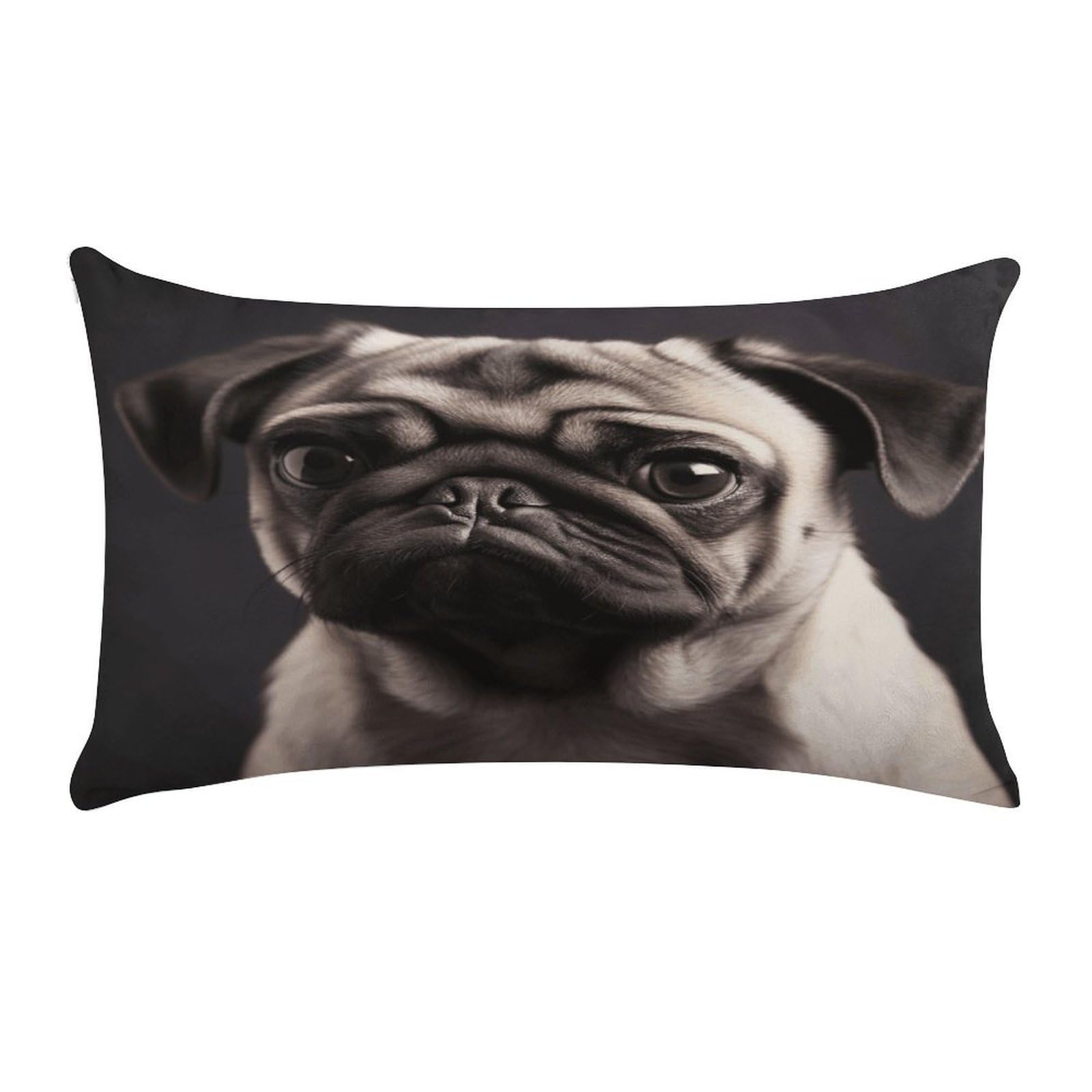 VstaDank Pug Pillow Cover Pillowcase for All Seasons Short Plush Body Pillow Case Soft Cozy Fuzzy Lumbar Long Pillow Cover for Bed Sofa Bench 20 X 12 Inches