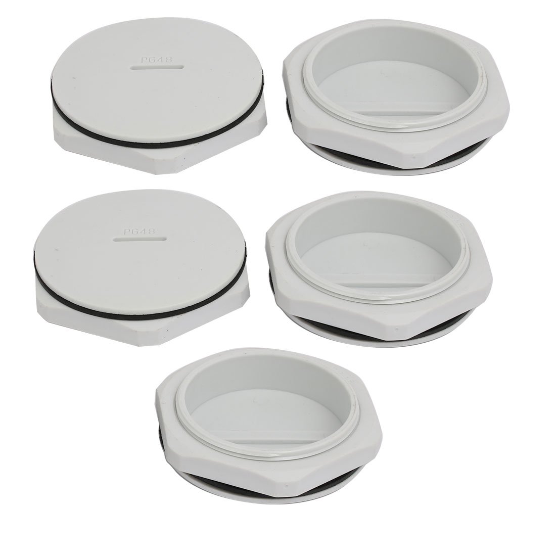 Aexit PG48 Nylon Transmission Male Threaded Cable Gland Screw End Cap Cover Gray 5pcs