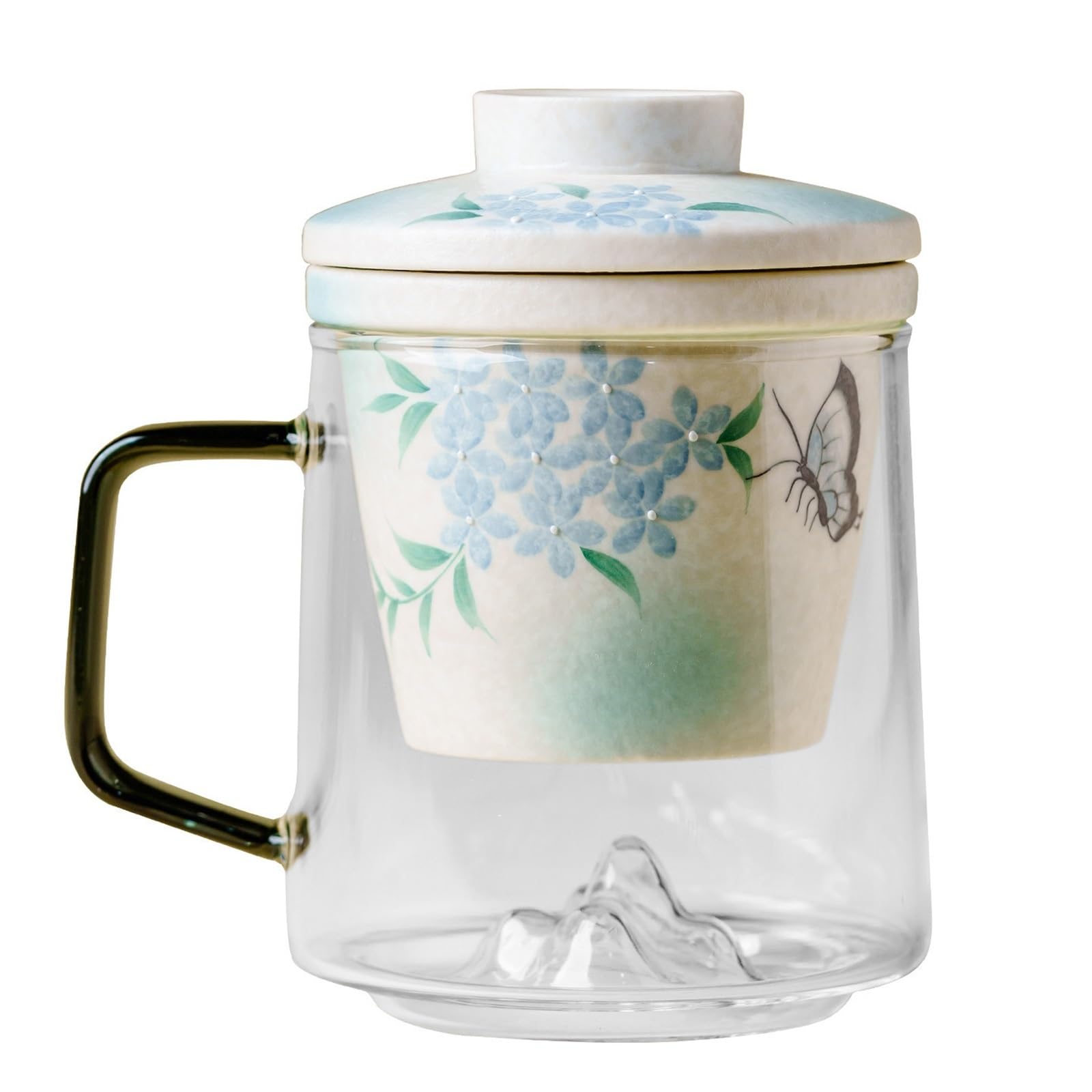 Taza de té con filtro infusor y tapa, taza de alto borosilicato con mango ergonómico, caja de regalo, tetera de hojas sueltas