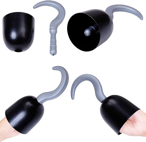 Miniatura 4 de URATOT 8 ganchos de pirata, gancho de capitán, gancho de plástico de mano, accesorio de disfraz de pirata para Halloween, fiesta de Navidad