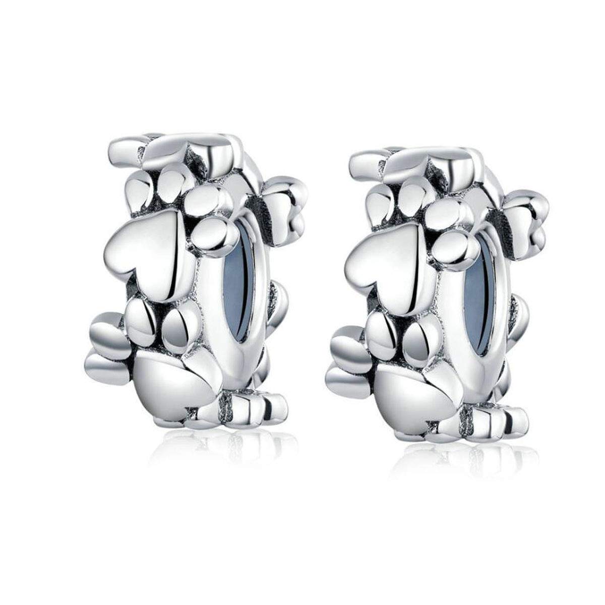 Charm Bracelet Spacer Beads Sterling Silver 2pcs Rubber Stopper Charm Spacer Beads for Pandora Charm Bracelet Beads (E1504), crystal, sterling silver-image-25