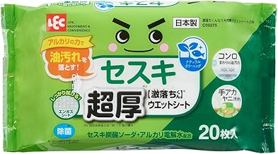 LEC Sesqui-no Kun Ultra Thick Wet Sheets, 20 Sheets (Sodium Sesquicarbonate + Alkaline Electrolytic Water)