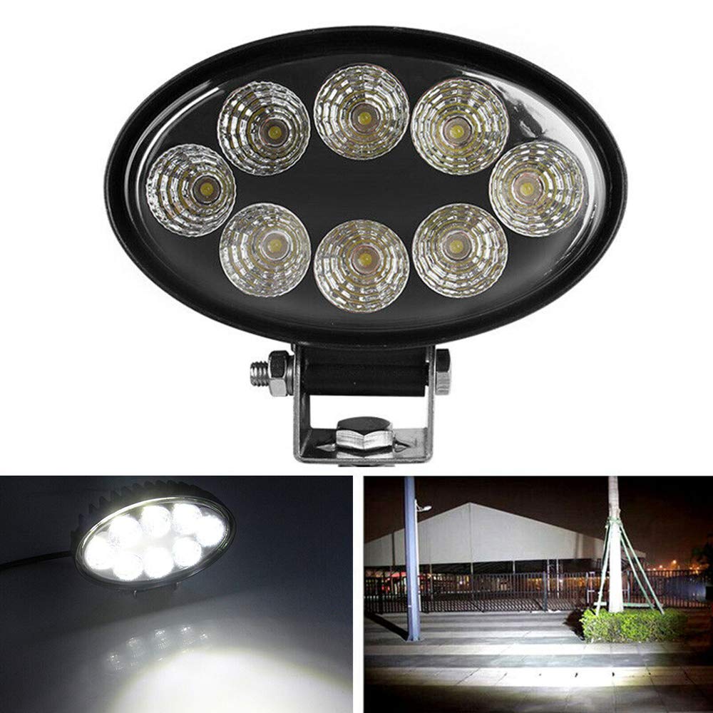 Faretto da lavoro da 24 W antiurto LED 6000 K Fendinebbia da 5 pollici Lampada da lavoro ovale per trattori fuoristrada Fascio di inondazione 12 V 24 V 1 paio