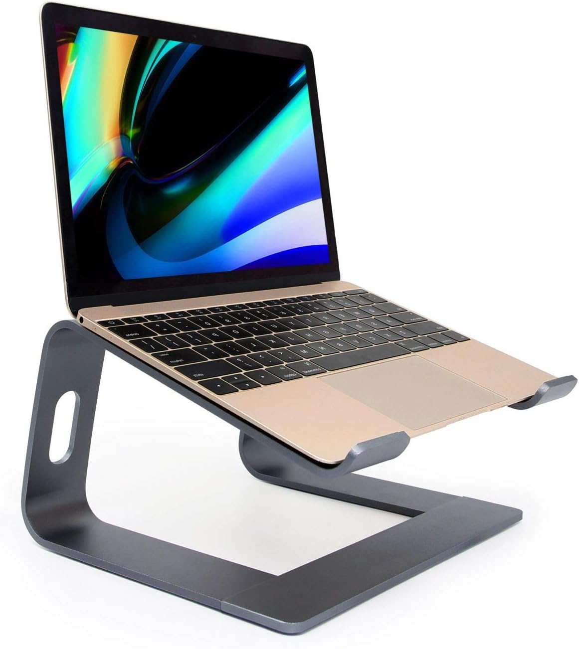 Soporte para ordenador portátil, soporte extraíble de aluminio, soporte de ventilación desmontable, elevador para, todos los portátiles de 10 a 17,3 pulgadas (gris)