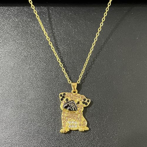 DUTACK Goldener Mops-Anhänger für Frauen – bezaubernder Schmuck für Hundeliebhaber, florales Emaille-Haustierzubehör, aufmerksames Geschenk für Geburtstage und Feiertage, M, Legierter Stahl, Abalone