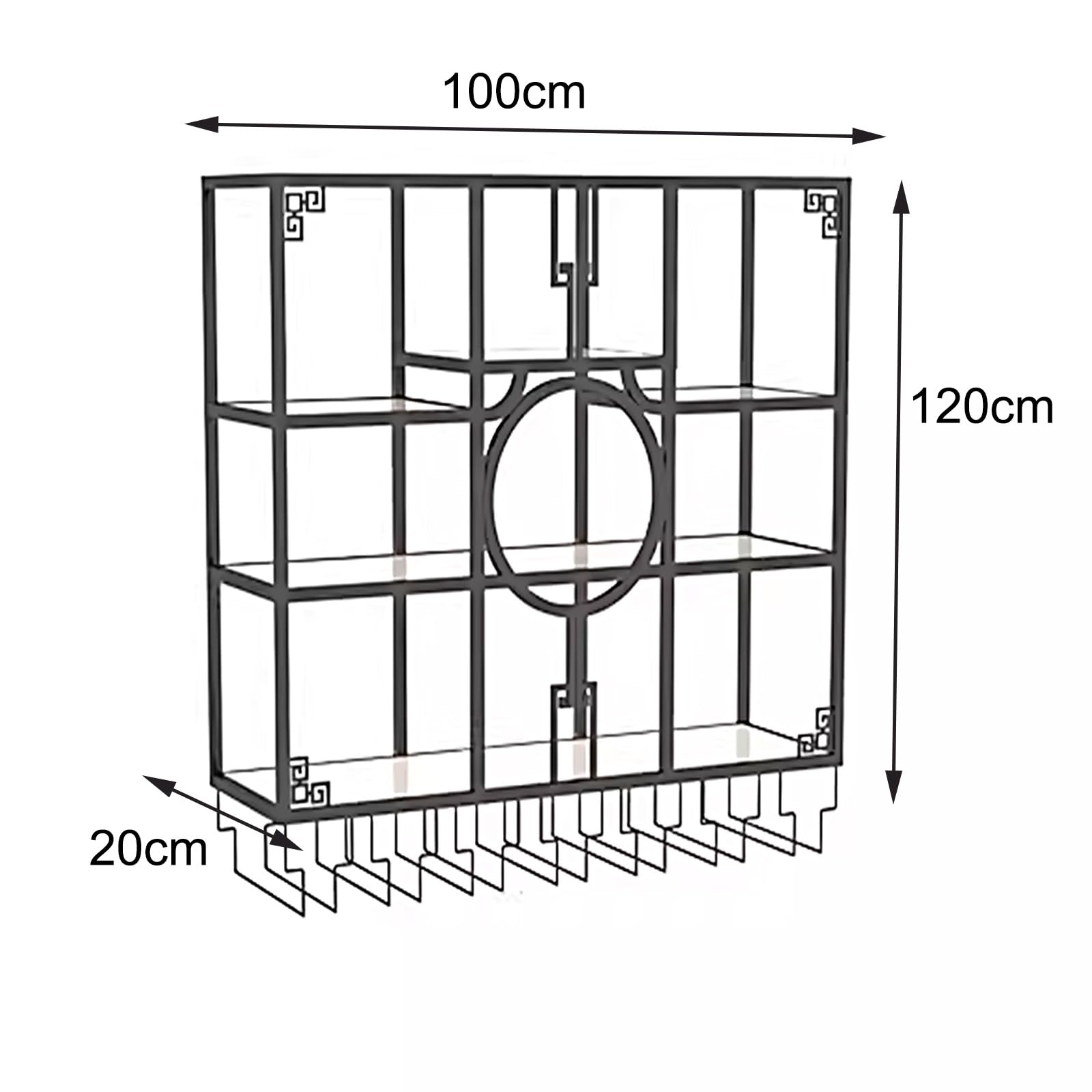 Botellero Vino Pared Botellero de Hierro, Botellero de Pared de Estilo Chino, Multifuncional Wall Mounted Wine Rack Adecuado para el Hogar Bar(Black)