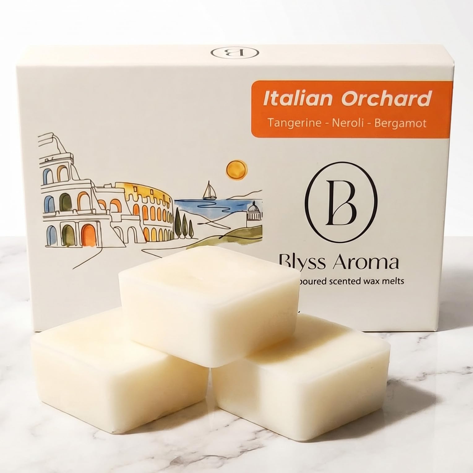 Luxury Wax Melts | Italian Orchard (Tangerine, Neroli & Bergamot) | Premium Coconut & Rapeseed Wax Blend | 120g Total (Over 100hrs Burn Time) | Highly Scented | Vegan & Eco-Friendly