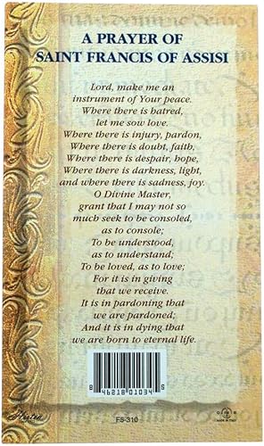 Miniatura 2 de William J. Hirten Tarjeta Santa Católica Deluxe con Oraciones Tradicionales (San Francisco de Asís)