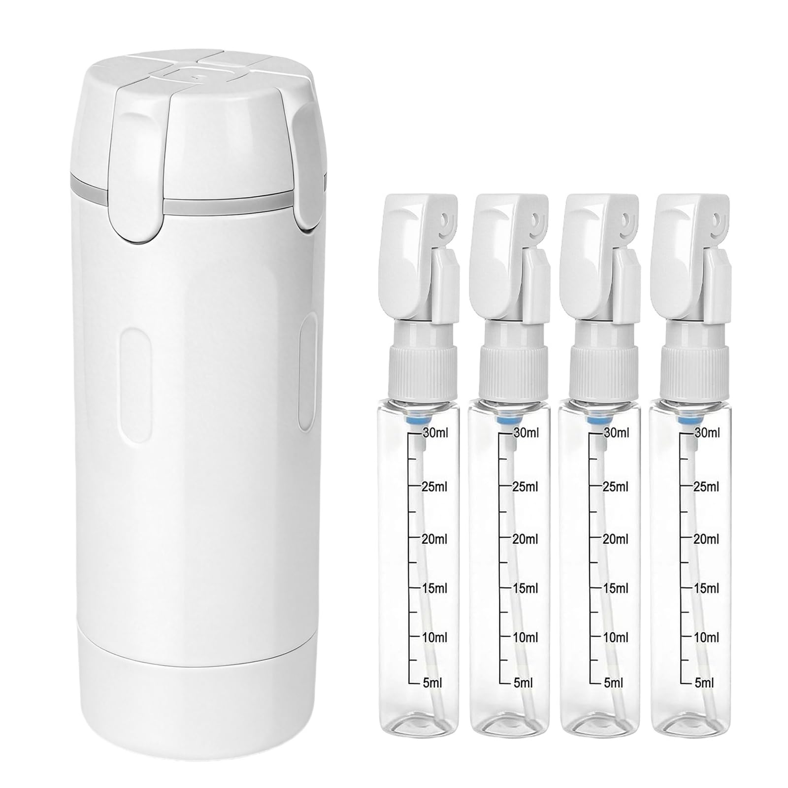 4 in 1 Travel Dispenser, Travel Bottles for Toiletries, Leak Proof Refillable Dispenser Set for Shampoo Conditioner Lotion Cream, Portable Containers for Vacation and Business Travel (White) - 1