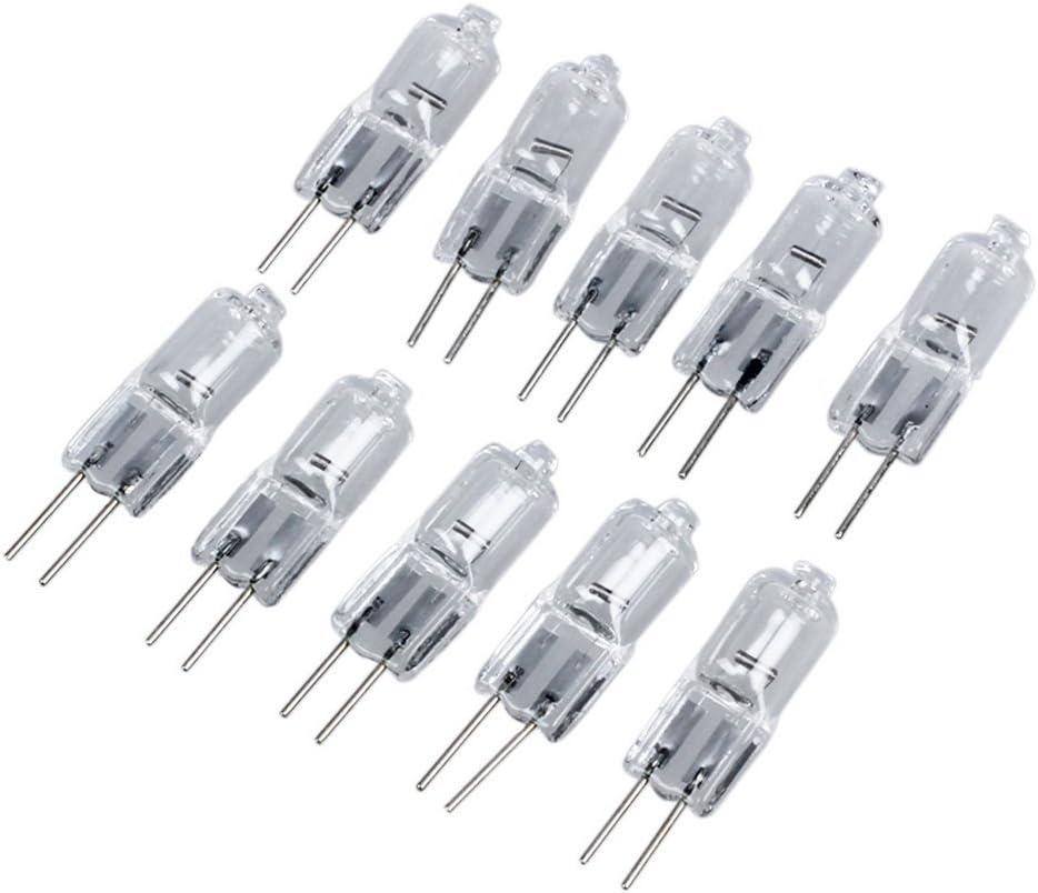 Precision Halogen Light Bulbs, 5W G4 Bi-Pin, Clear, 10 Pack AC/DC 12V