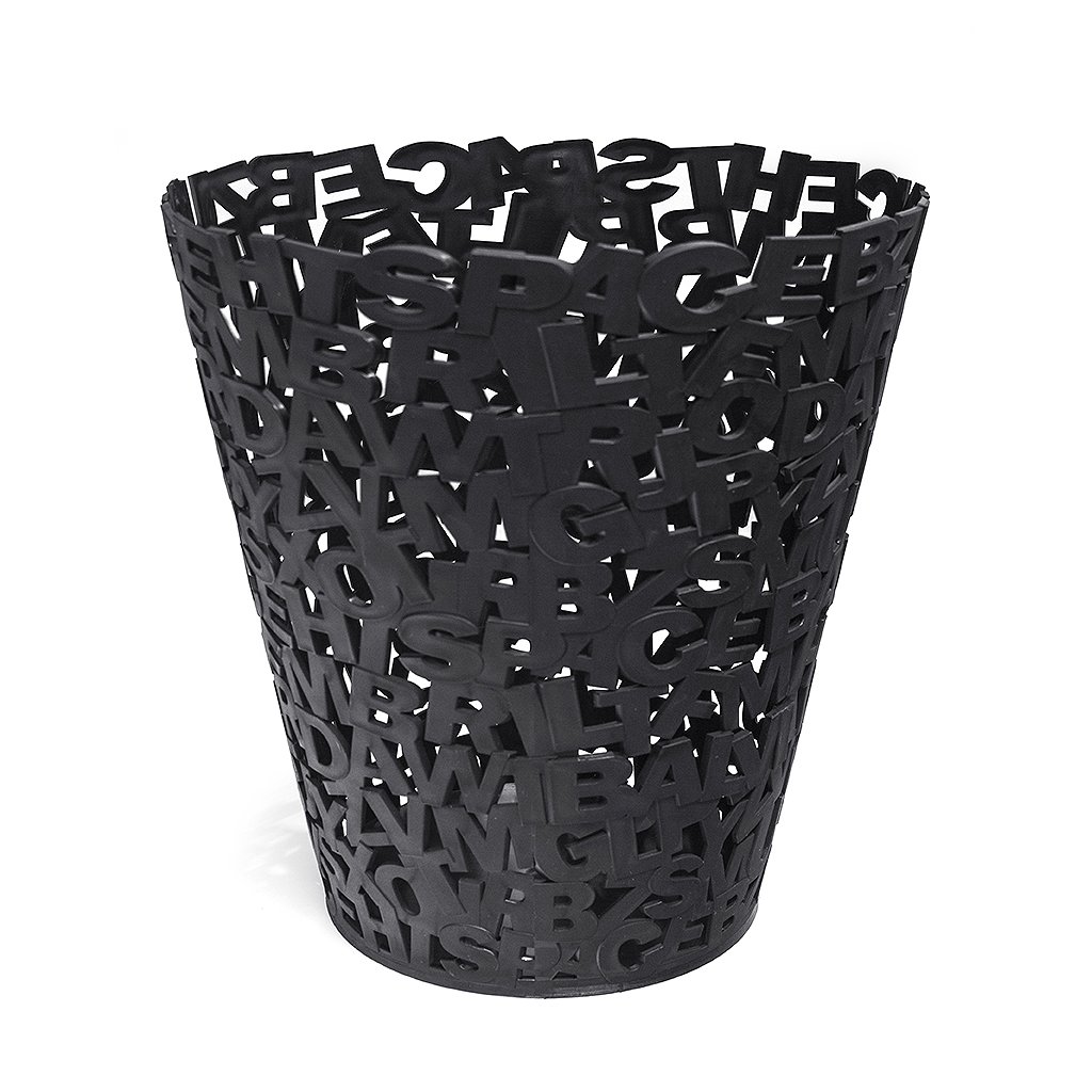Balvi Black Wastebasket Letters Colour Plastic 30Cm