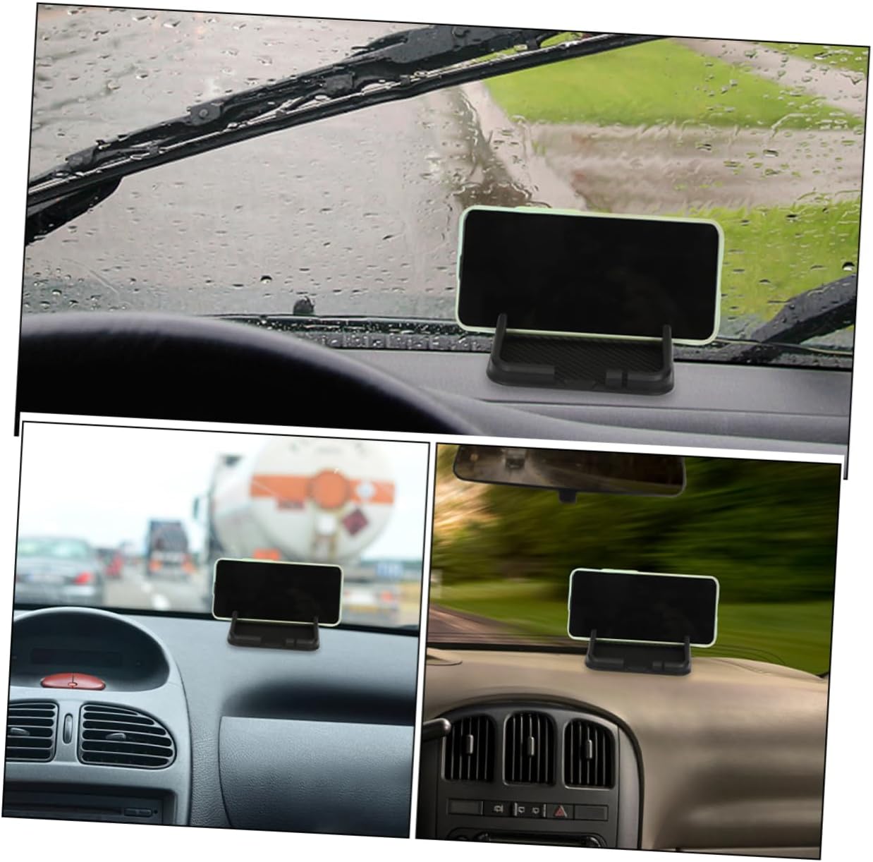 2pcs Silicone Car Dashboard Mat Anti Slip Pad Phone Holder