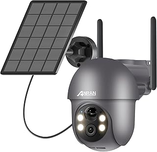 ANRAN 2K Wireless WiFi Surveillance Camera, Solar Panel+Batteries, 360° Pan/Tilt, PIR Motion Detection, Colour Night Visio…