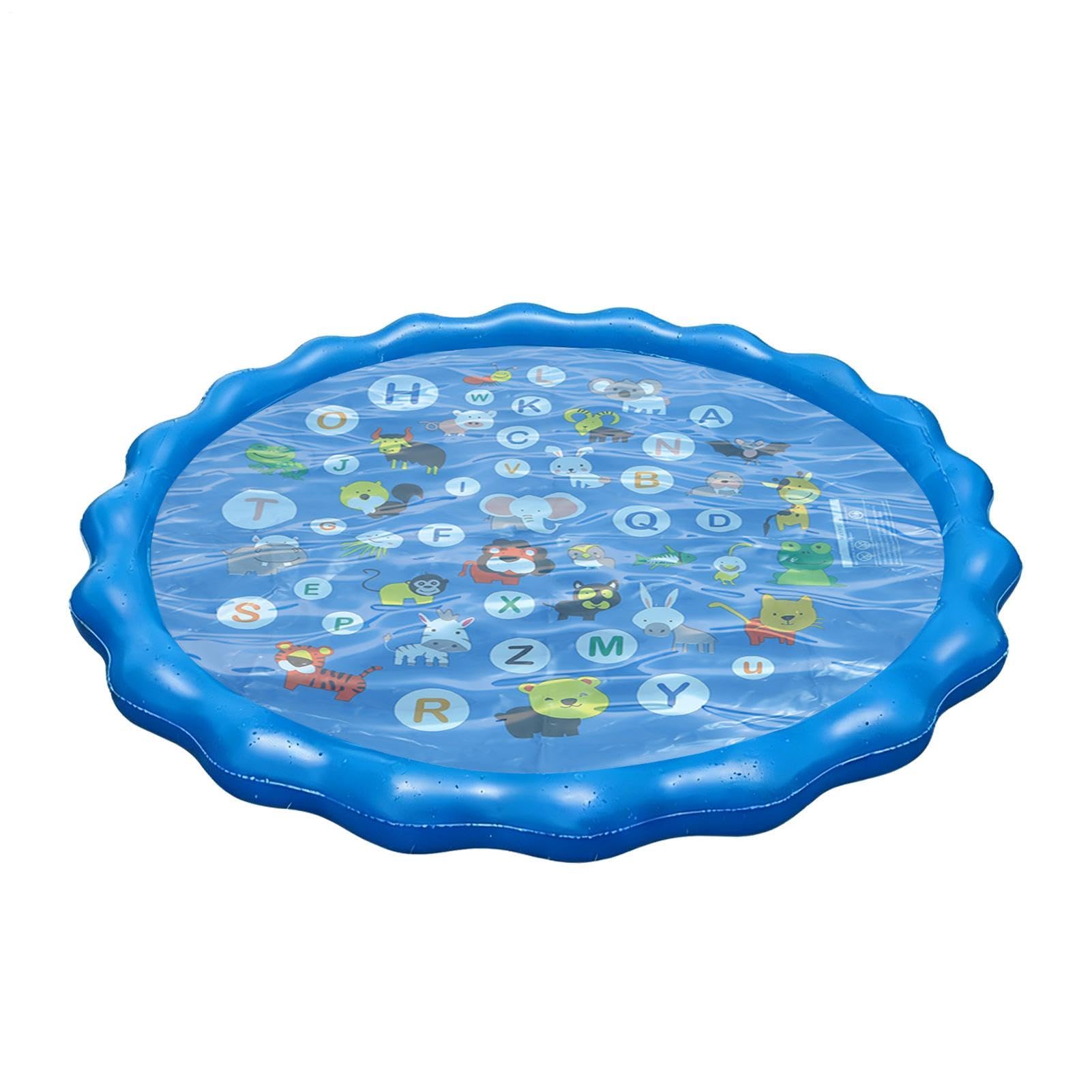 Water Pads for Kids | 100cm English Letters Prints Learning Pool,Non Slip Educational Water Spray Mat,for Ages 2-10 Boys Girls Dogs Backyard Park Lawn Summer Beach