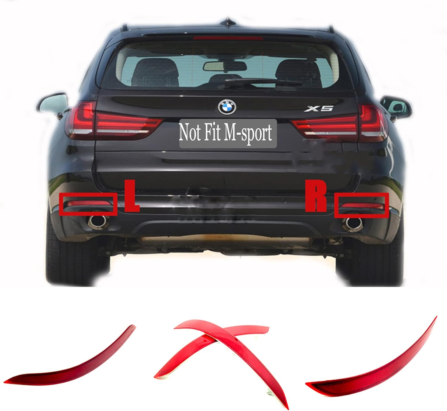 Rear Reflector for 14-18 BMW X5 F15 Fit 25d 25dX 28iX 30dX 35iX 40dX 40e 50iX SAV 2014 2015 2016 2017 2018 bumper Left Right Driver Side 63147290091 63147290092 (Right)