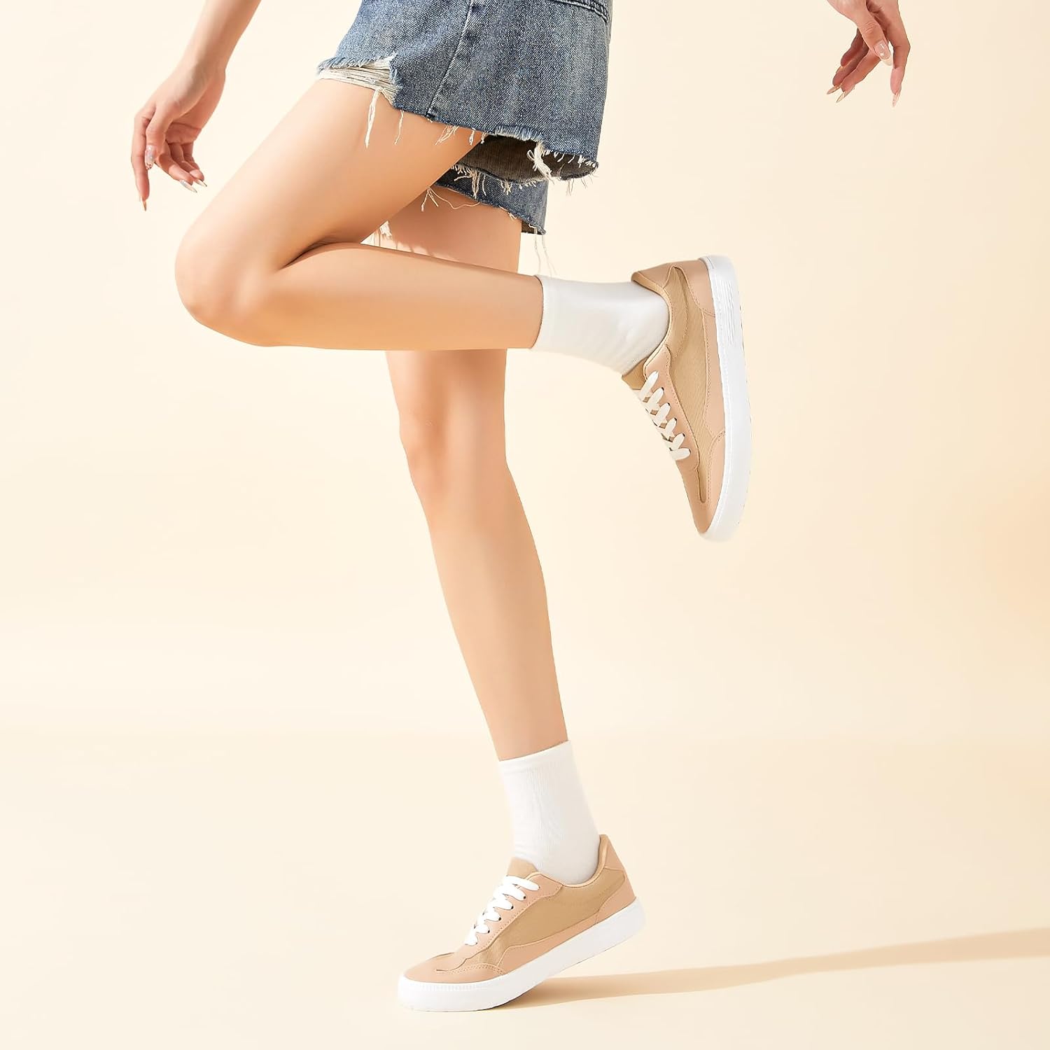 XRH Womens White Tennis Sneakers Non Slip Work Shoes Casual Walking Shoes Workout Gym Athletic Fashion Sneakers - Image 8