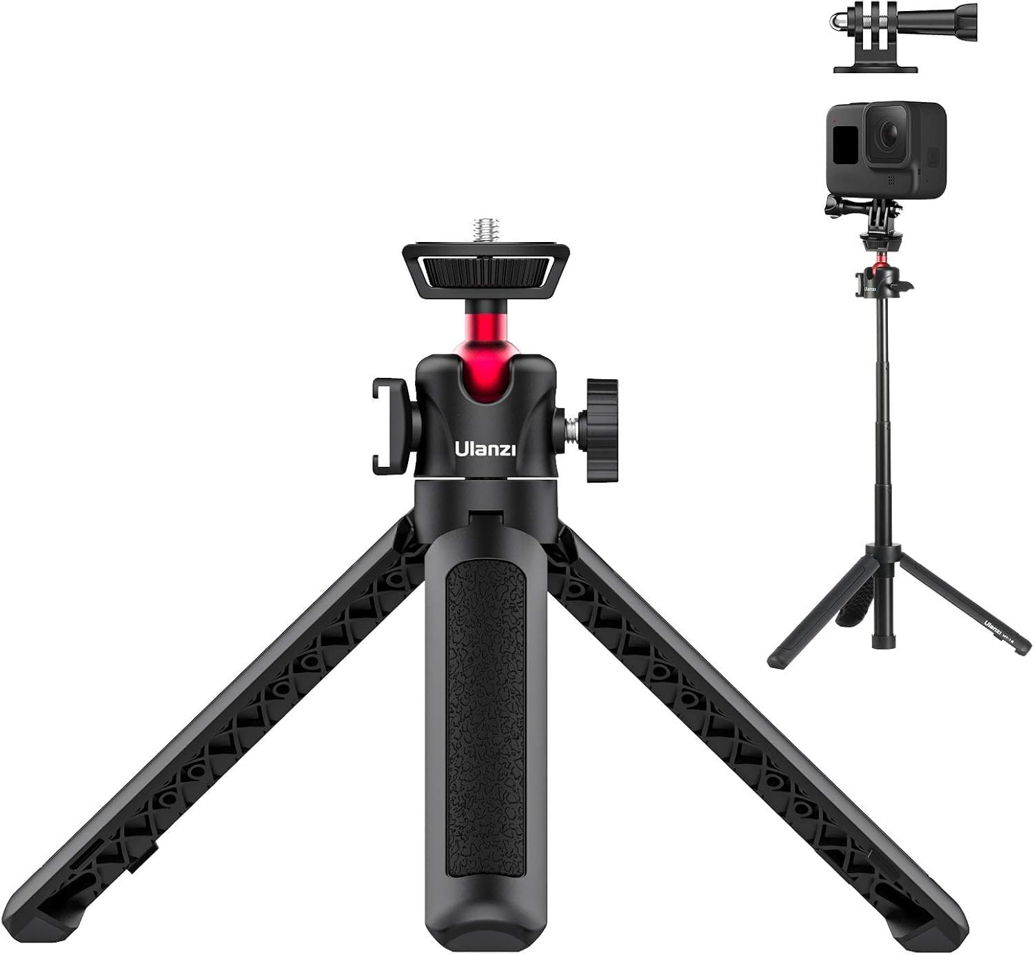 ULANZI MT-16 Vlogging Treppiede con testa a sfera a 360° 1/4 vite Cold Shoe Mount, Mini Tripod estensibile da 22 cm a 44 cm, piccola fotocamera Tripod per DLSR Canon Nikon Sony fotocamera Smartphone