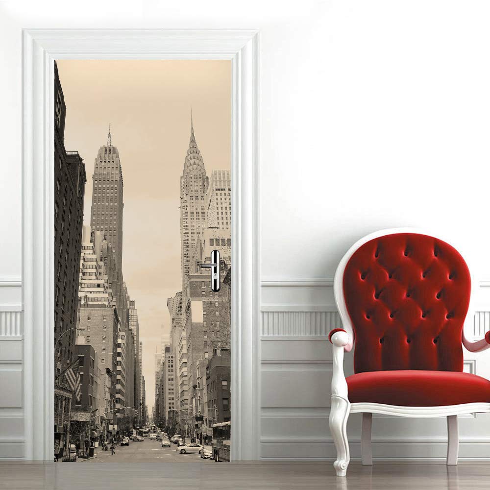 Trompe l'oeil Porte 3D Manhattan Haute Définition | Décoration Murale Premium 63x205