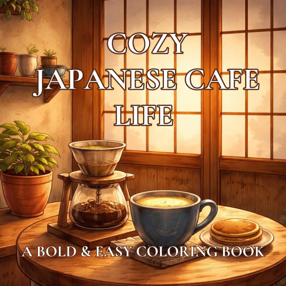 Cozy Japanese Cafe Life An Teens & Adults Coloring Book of Kissaten Interiors, Pour-Over Coffee, Matcha Rituals & Slow Living Scenes: 30 Bold & Easy Designs for Coffee Lovers and Mindful Colorists