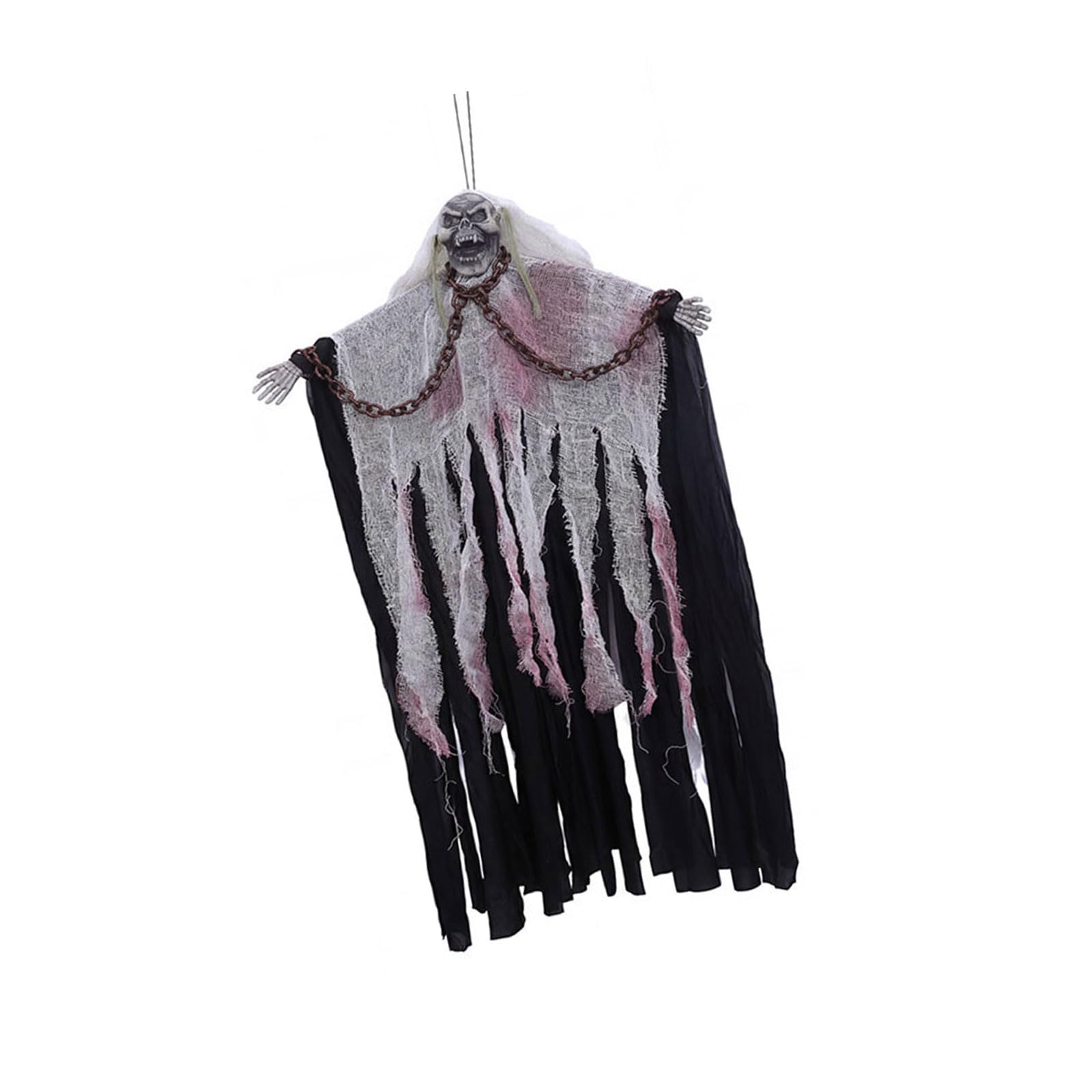 Xjdzineq Horror Themed Talking Motion Sensors Skeleton Specter Hanging Decor with Flashing Eyes Light in Dark Eerie Decoration Horror Party Hanging Skeleton Ornament