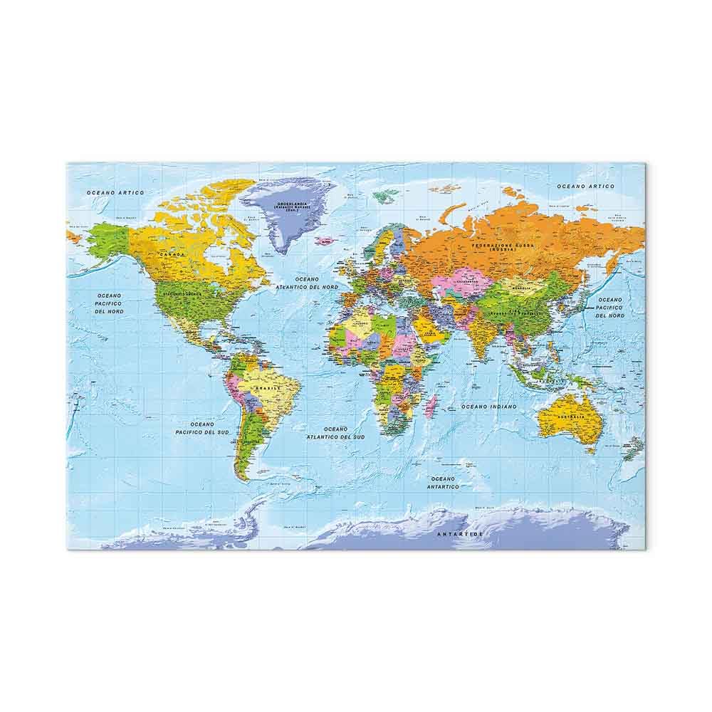 murando - Quadro Terra 120x80 cm 1 Pezzo - Stampa su Tela Canvas con Struttura - Quadri Moderni Soggiorno Grandi - Murale Arte Decorazioni da Parete Immagini Decori - Mappamondo Italiano k-A-0458-b-a