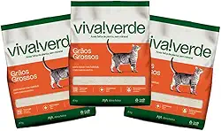 Kit 3 Areias Higiênicas Biodegradável Viva Verde Grãos Grossos para Gatos 4kg
