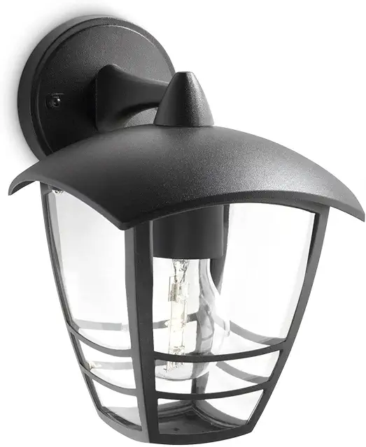 Philips LED Lampada da Parete Creek Esterno Nero - Lanterna Down E27 Alluminio