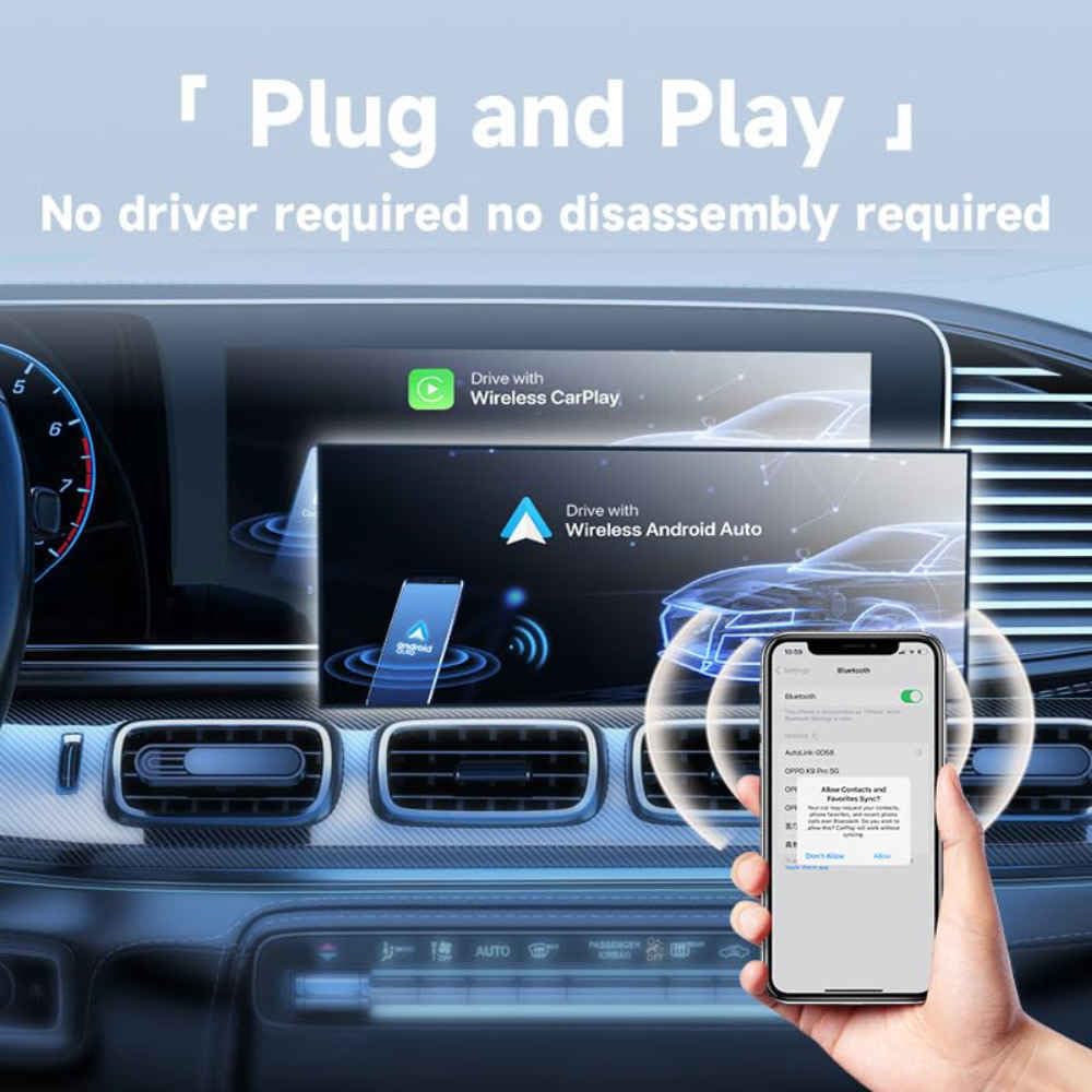 Adaptador CarPlay Inalámbrico para Turbo GTS Sport Turismo, Dongle CarPlay para Coche Conectar y Usar Conexión Automática Plug Play,A/Silver