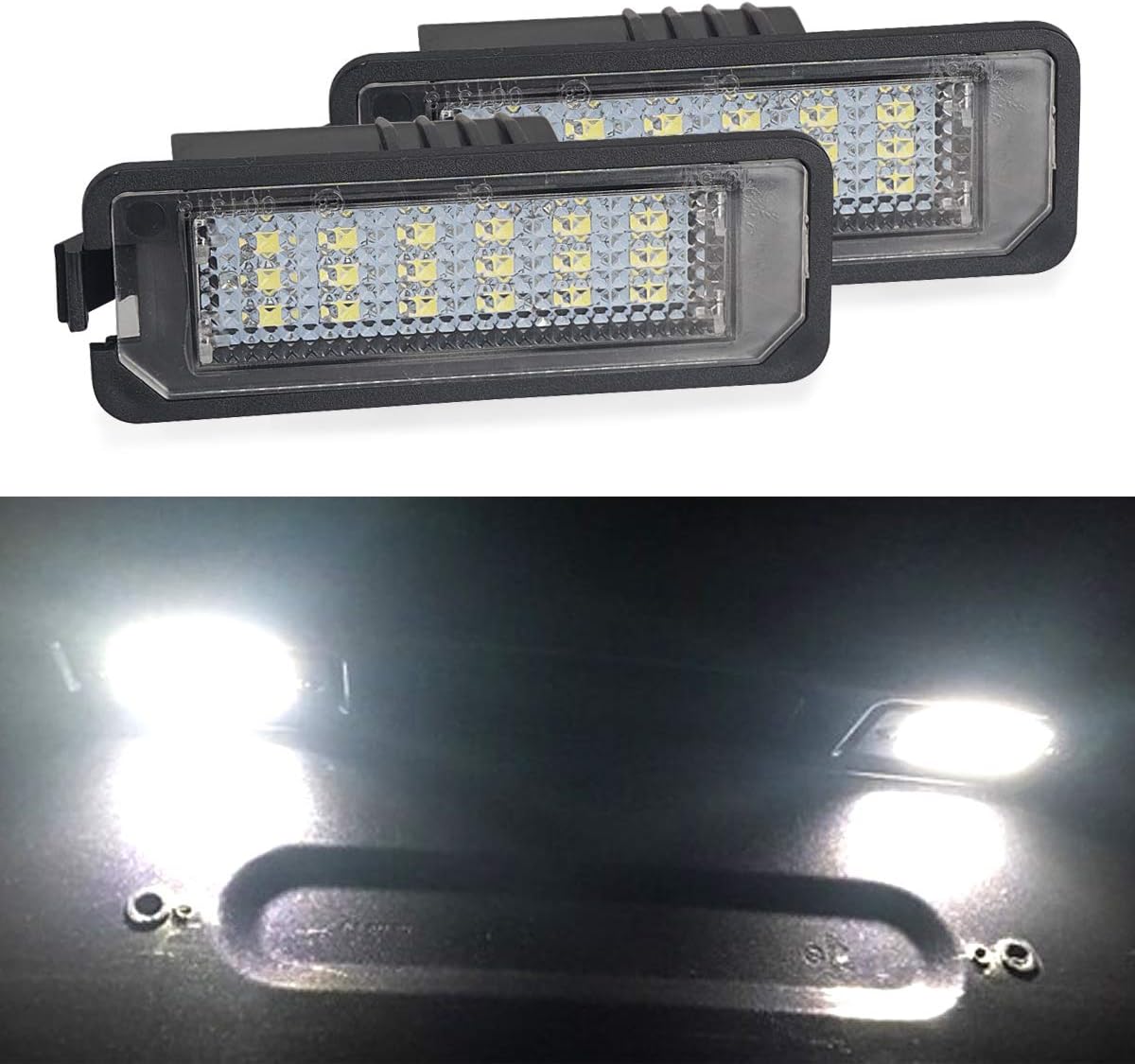 LITTOU KOLOME LED Rear Number Plate Light For Golf 4 5 6 GTi MK4 MK5 New Beetle/Passat Saloo/Sedan/CC/Polo/Phaeton/Lupo/Scirocco Rear License 2 Pieces