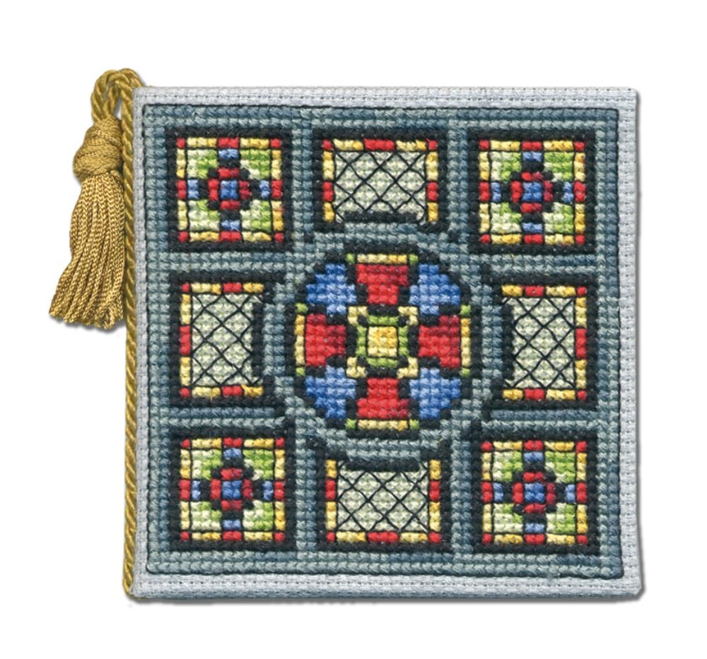 Textile Heritage Earth Tones, Primary Colors Stained Glass Window Needle Case Cross Stitch Kit