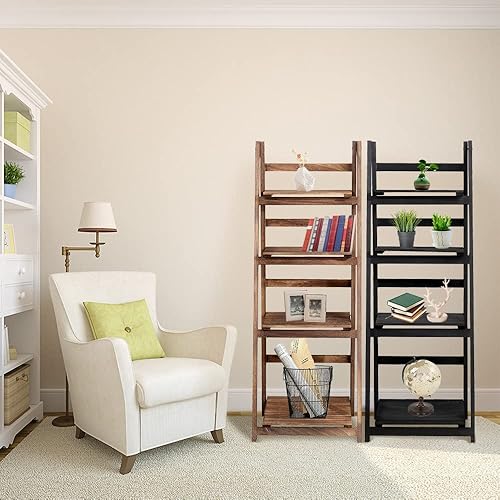 Miniatura 8 de Babion Estantería de escalera de 4 niveles, estantería inclinada industrial, estantería de madera con marco estable, estante de almacenamiento para